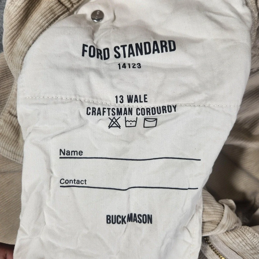 Buck Mason Pants Mens 34x32 Beige Ford Standard Corduroy Chino 5 Pocket Casual
